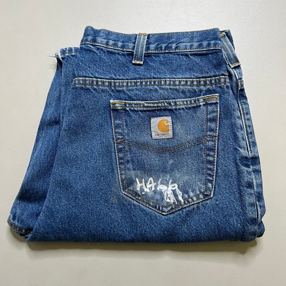 Carhartt Jeans Mens 36x35 Blue Denim Utility Work‎ Pants relaxed Fit vintage